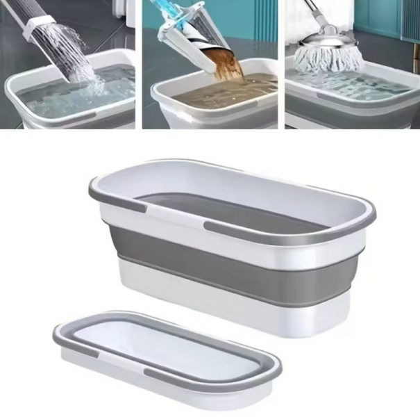 Collapsible bucket with mop and wheels MAG-804 / portable cleaning bucket, collapsible utility bucket with wringer 0220 фото Crystalline